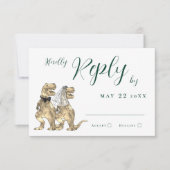 Dinosaur Theme Huwelijksantwoord RSVP Kaartje (Voorkant)