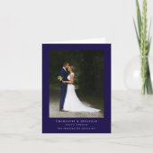 Dinosaur Theme Huwelijksfoto Marine Blauw Wit Bedankkaart (Voorkant)