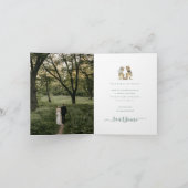 Dinosaur Theme Huwelijksfoto Sage Green Bedankkaart (Binnen)