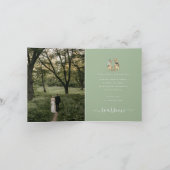 Dinosaur Theme Huwelijksfoto Sage Green Bedankkaart (Binnen)