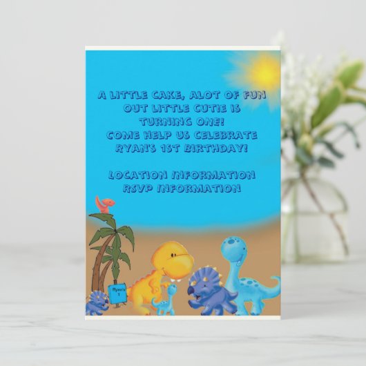 Dinosaur Theme Invitation Kaart (Staand voorkant)