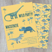 Dinosaur Theme Kinderen Birthday Party Kaart