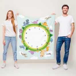 Dinosaur Theme Milestone Blankets Fleece Deken