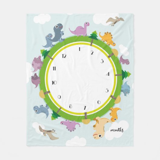 Dinosaur Theme Milestone Blankets Fleece Deken (Voorkant)