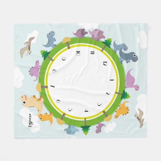 Dinosaur Theme Milestone Blankets Fleece Deken (Voorkant (Horizontaal))