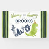 Dinosaur Theme Our Little Dino Blue Green Gold Spandoek (Horizontaal)