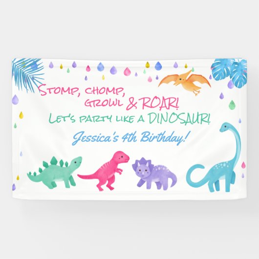 Dinosaur Theme Party Banner (Horizontaal)