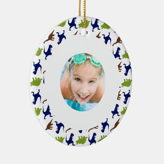 Dinosaur Theme Pattern Custom Photo Keramisch Ornament (Rechts)