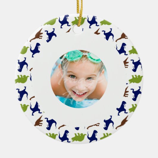 Dinosaur Theme Pattern Custom Photo Keramisch Ornament (Voorkant)