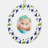Dinosaur Theme Pattern Custom Photo Keramisch Ornament (Links)