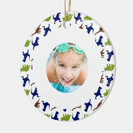 Dinosaur Theme Pattern Custom Photo Keramisch Ornament (Links)