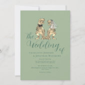 Dinosaur Theme Sage Green Wedding Kaart (Voorkant)