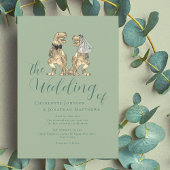 Dinosaur Theme Sage Green Wedding Kaart