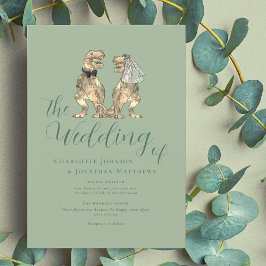 Dinosaur Theme Sage Green Wedding Kaart
