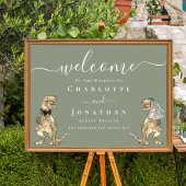 Dinosaur Theme Sage Green Wedding Welcome Poster