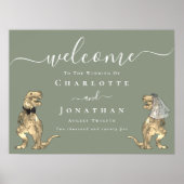 Dinosaur Theme Sage Green Wedding Welcome Poster (Voorkant)