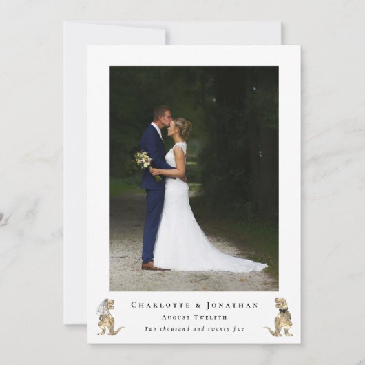 Dinosaur Theme Trouwfoto Dank u Bedankkaart (Voorkant)