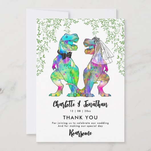 Dinosaur Theme Wedding Bedankt (Voorkant)