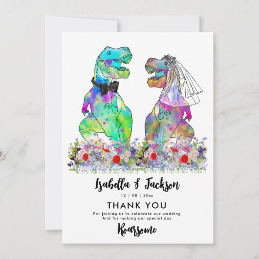Dinosaur Theme Wedding Bedankt (Voorkant)