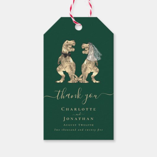 Dinosaur Theme Wedding Bedankt Cadeaulabel (Voorkant)