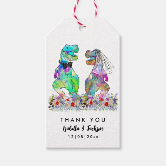Dinosaur Theme Wedding Bedankt Cadeaulabel (Voorkant)