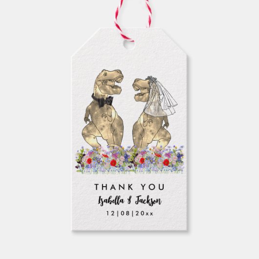 Dinosaur Theme Wedding Bedankt Cadeaulabel (Voorkant)