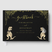 Dinosaur Theme Wedding Black & Gold Gastenboek (Voorkant)