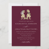 Dinosaur Theme Wedding Bourgogne Cream QR Code Kaart (Voorkant)