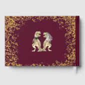 Dinosaur Theme Wedding Burgundy Red & Gold Gastenboek (Achterkant)