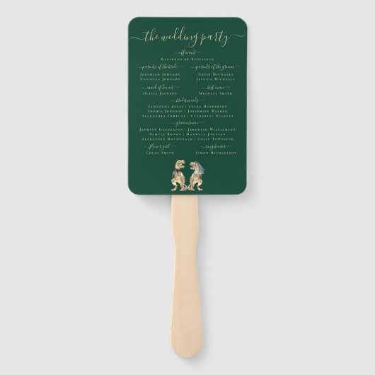 Dinosaur Theme Wedding Ceremony Groen Programma Handwaaier (Achterkant)