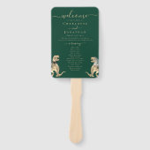 Dinosaur Theme Wedding Ceremony Groen Programma Handwaaier (Voorkant)