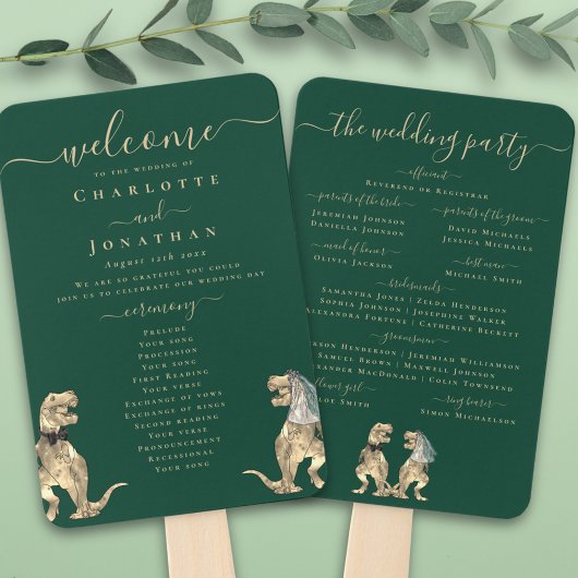 Dinosaur Theme Wedding Ceremony Groen Programma Handwaaier