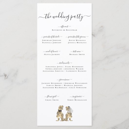 Dinosaur Theme Wedding Ceremony Programma (Achterkant)