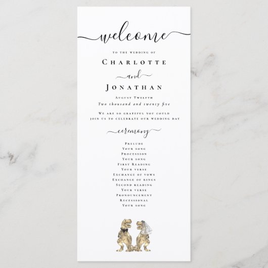 Dinosaur Theme Wedding Ceremony Programma (Voorkant)