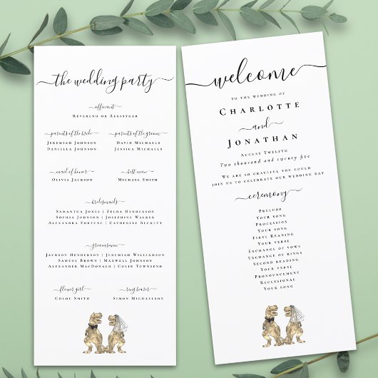 Dinosaur Theme Wedding Ceremony Programma