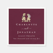 Dinosaur Theme Wedding Custom Bourgogne Cream Servet (Voorkant)