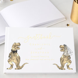 Dinosaur Theme Wedding Custom Gold Gastenboek
