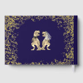 Dinosaur Theme Wedding Custom Navy Blue Gold Gastenboek (Achterkant)