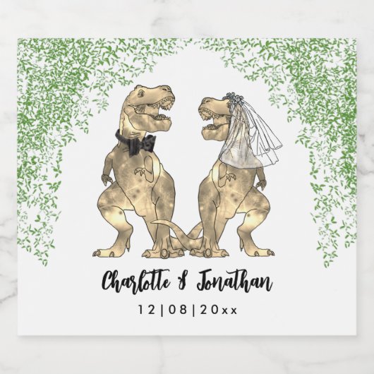 Dinosaur Theme Wedding Custom Sparkling Wijnetiket (Enkel label)