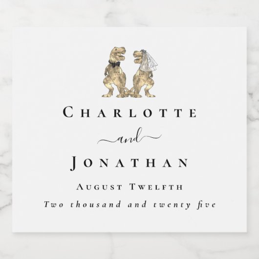 Dinosaur Theme Wedding Custom Sparkling Wijnetiket (Enkel label)