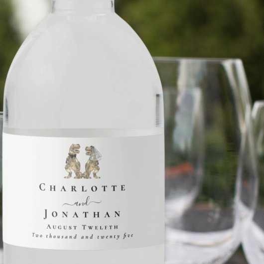 Dinosaur Theme Wedding Custom Waterfles Etiket