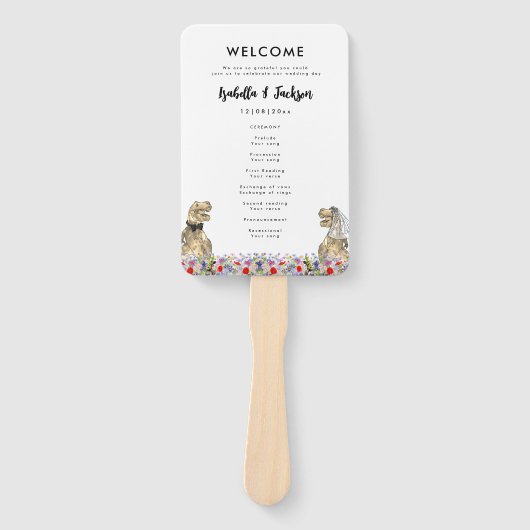Dinosaur Theme Wedding Day Programma Handwaaier (Voorkant)