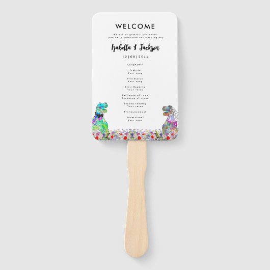 Dinosaur Theme Wedding Day Programma Handwaaier (Voorkant)
