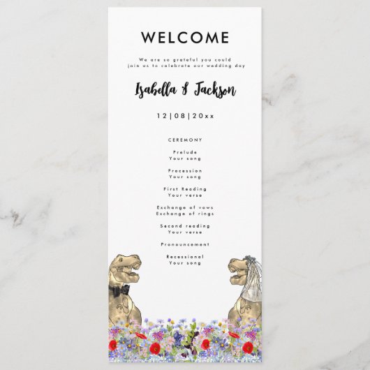 Dinosaur Theme Wedding Day Programma Programmakaart (Voorkant)