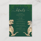 Dinosaur Theme Wedding Details Groen Informatiekaartje (Voorkant)