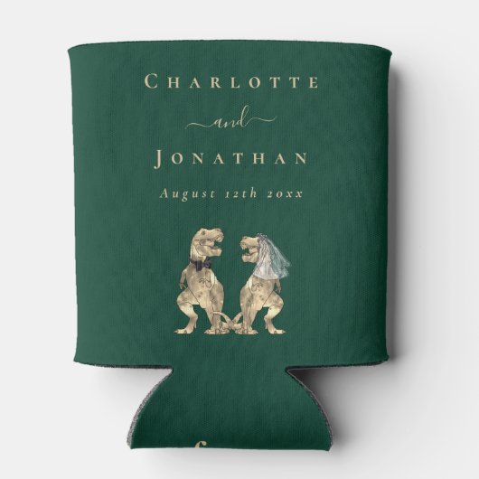 Dinosaur Theme Wedding Donkergroen Blikjeskoeler (Achterkant)