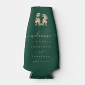 Dinosaur Theme Wedding Donkergroen Flesjeskoeler (Voorkant)