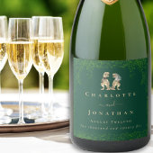 Dinosaur Theme Wedding Donkergroen Sparkling Wijnetiket