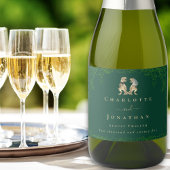 Dinosaur Theme Wedding Donkergroen Sparkling Wijnetiket