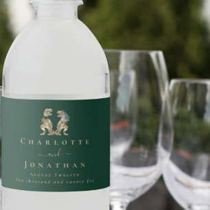 Dinosaur Theme Wedding Donkergroen Waterfles Etiket